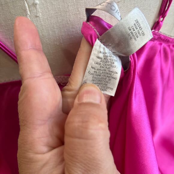 Y2K Victoria Secret Pink Satin Lingerie Tank Top Size Large - Picture 9 of 9